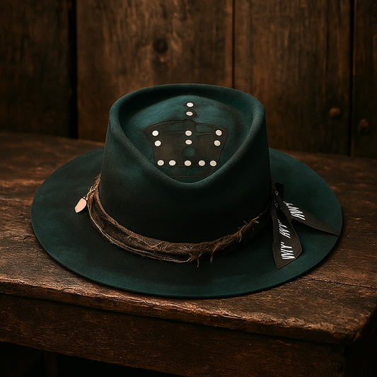 Handcrafted Black & Green Felt Hat