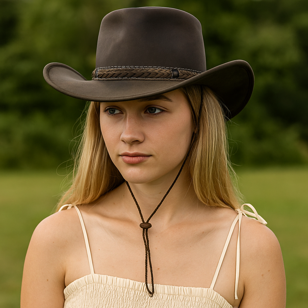 Handmade Brown Leather Cowboy Hat