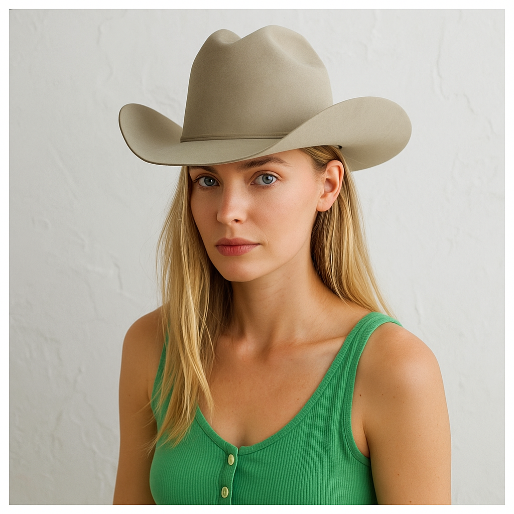 Classic Beige Wool Felt Cowboy Hat