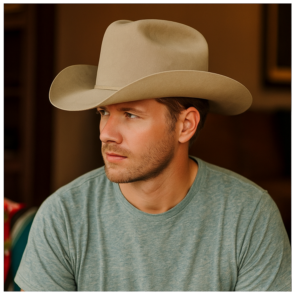 Classic Beige Wool Felt Cowboy Hat