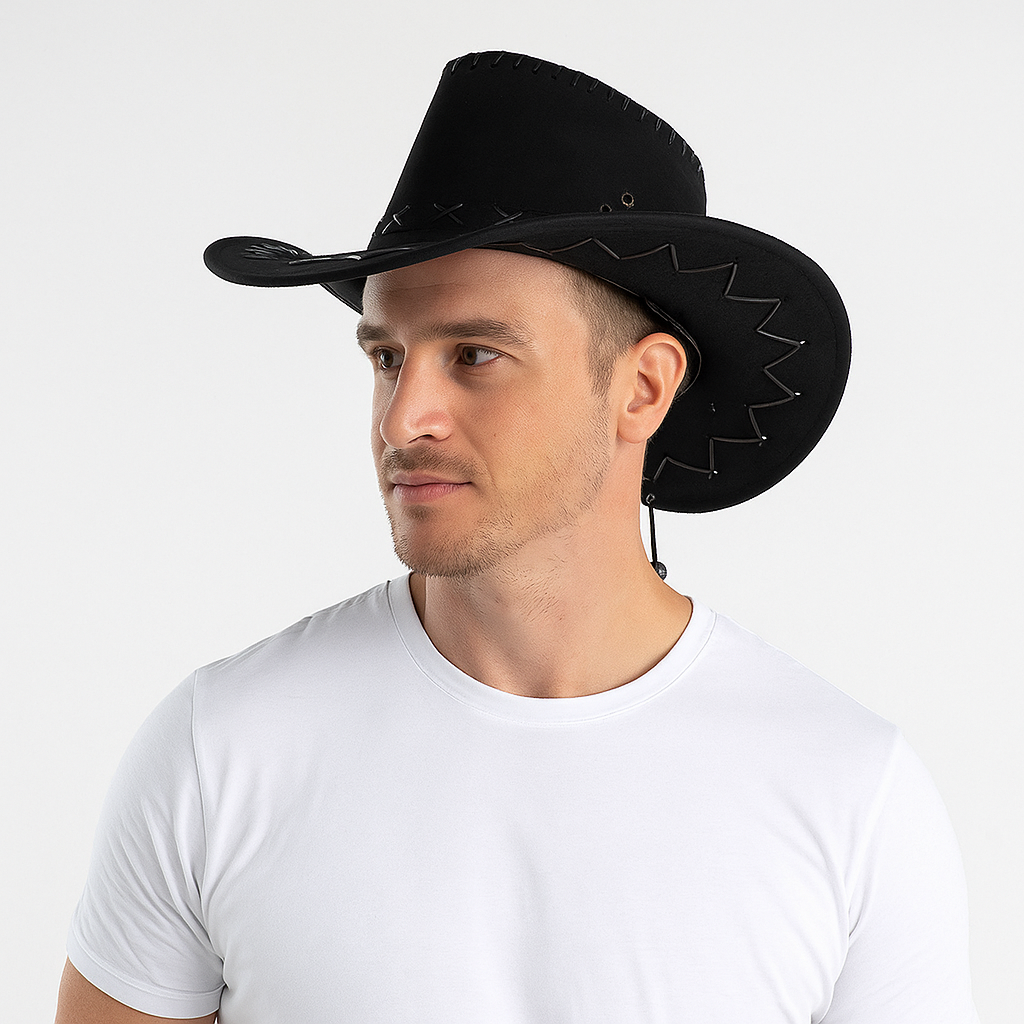 Black Stitched Cowboy Hat