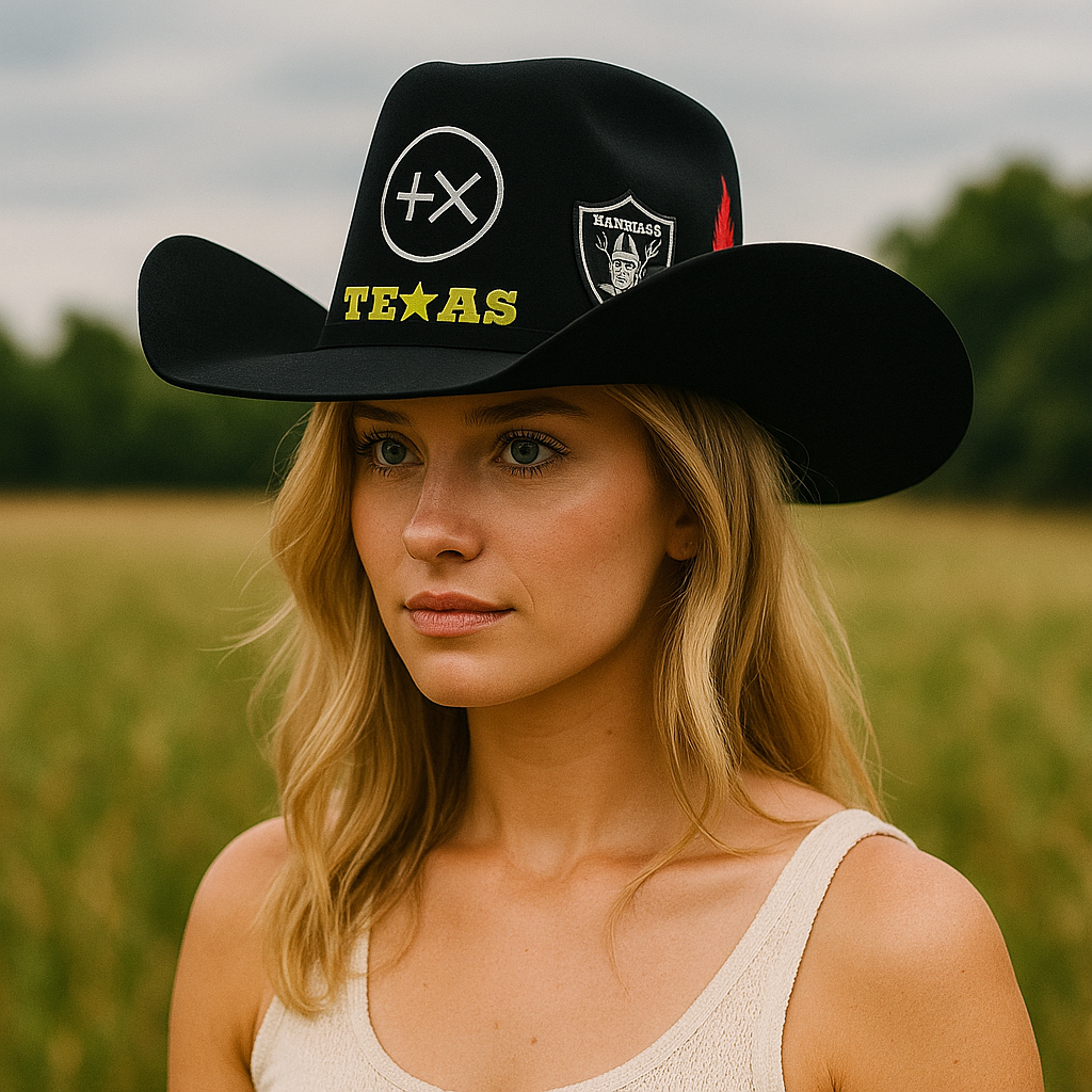 Custom Patch Black Cowboy Hat