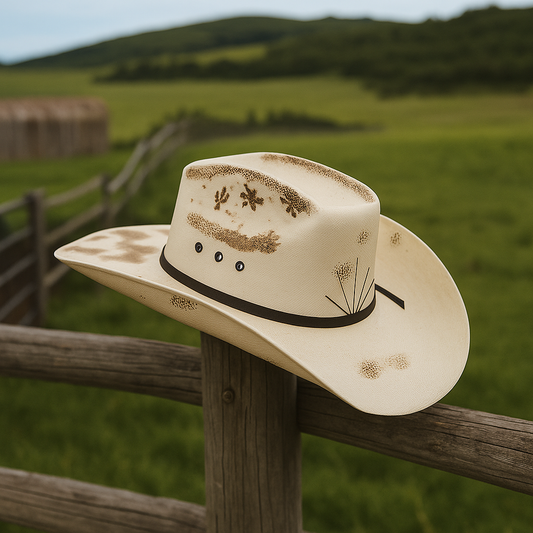Western Cactus & Desert Print Straw Cowboy Hat
