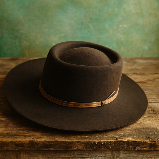 Brown Wool Felt Cowboy Hat With Leather Band