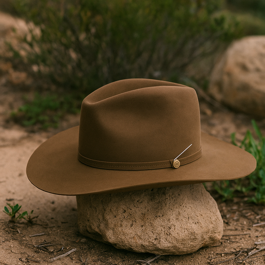 Camel Wool Felt Cowboy Hat With Minimalist Band