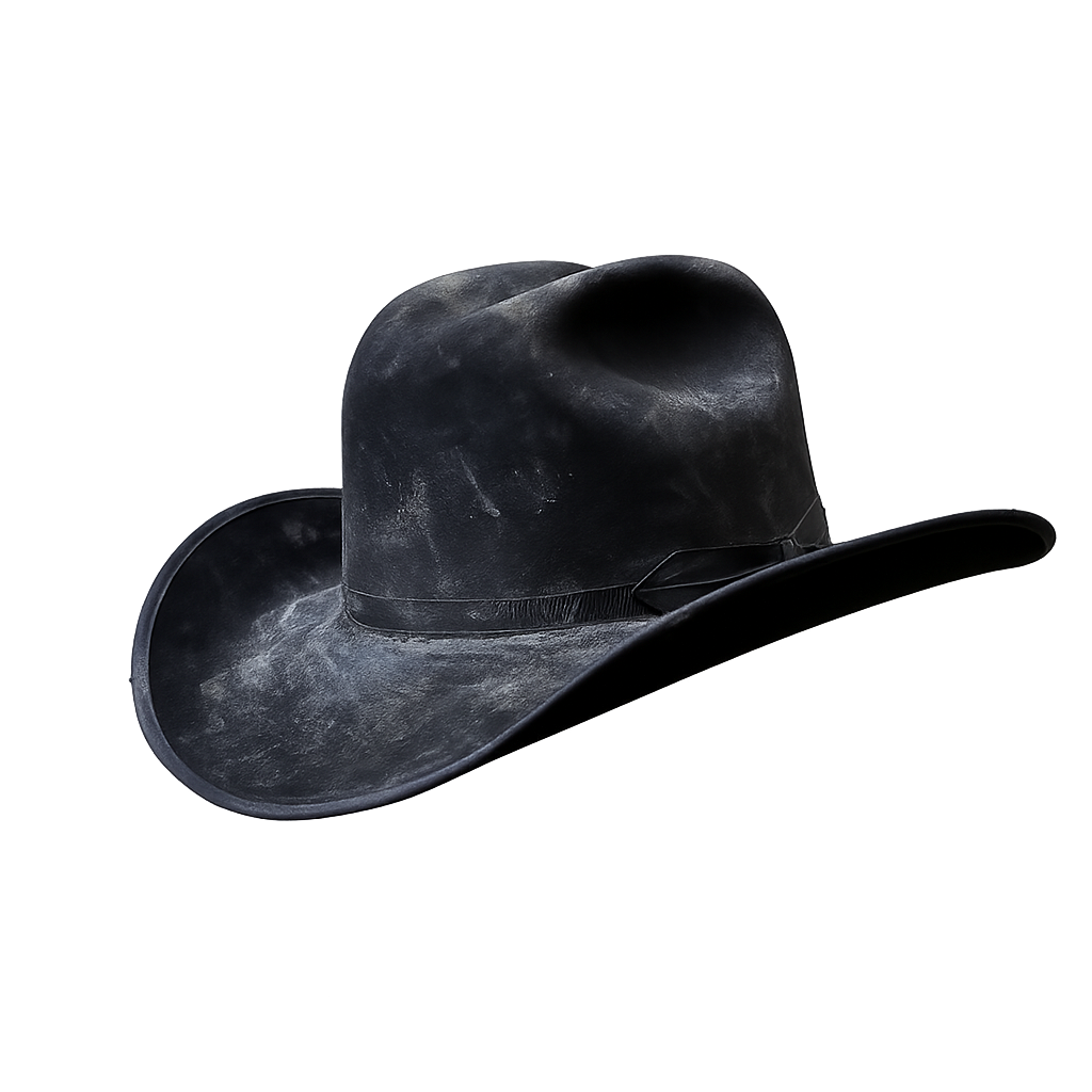 Distressed Black Wool Cowboy Hat