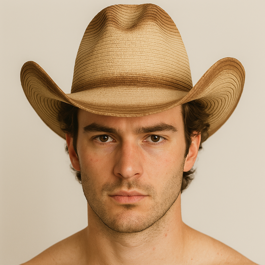 Two Tone Woven Straw Cowboy Hat